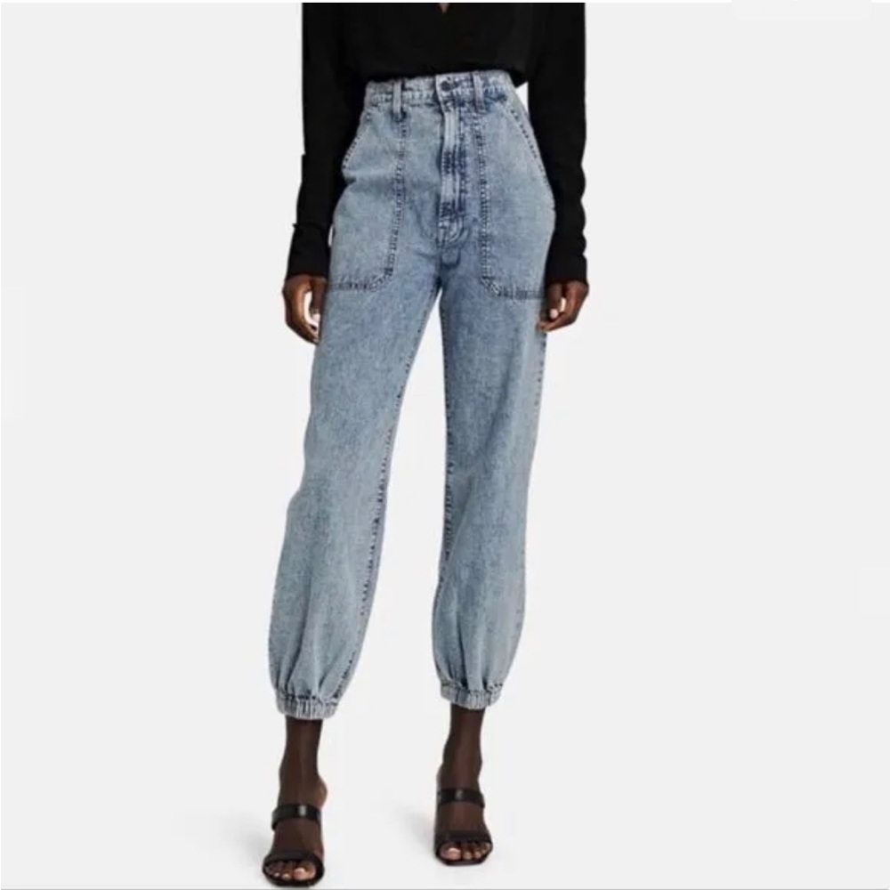 MOTHER Light Wash Blue High-Rise Ankle Cropped Jeans